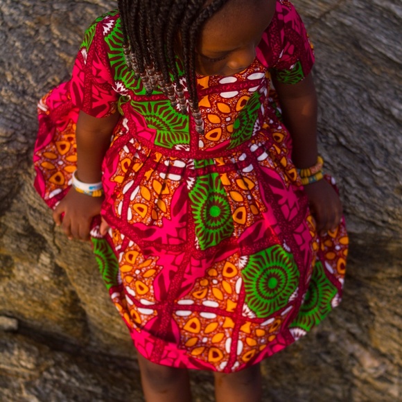 Pink African Ankara Girl Dress - Picture 5 of 6